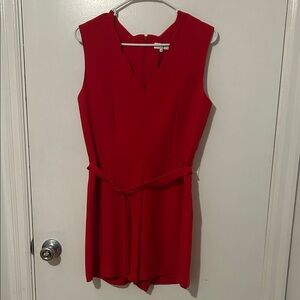 Red Sleeveless Romper with Belt